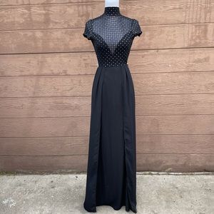 Lucy in the sky backless maxi romper with deep V neckline